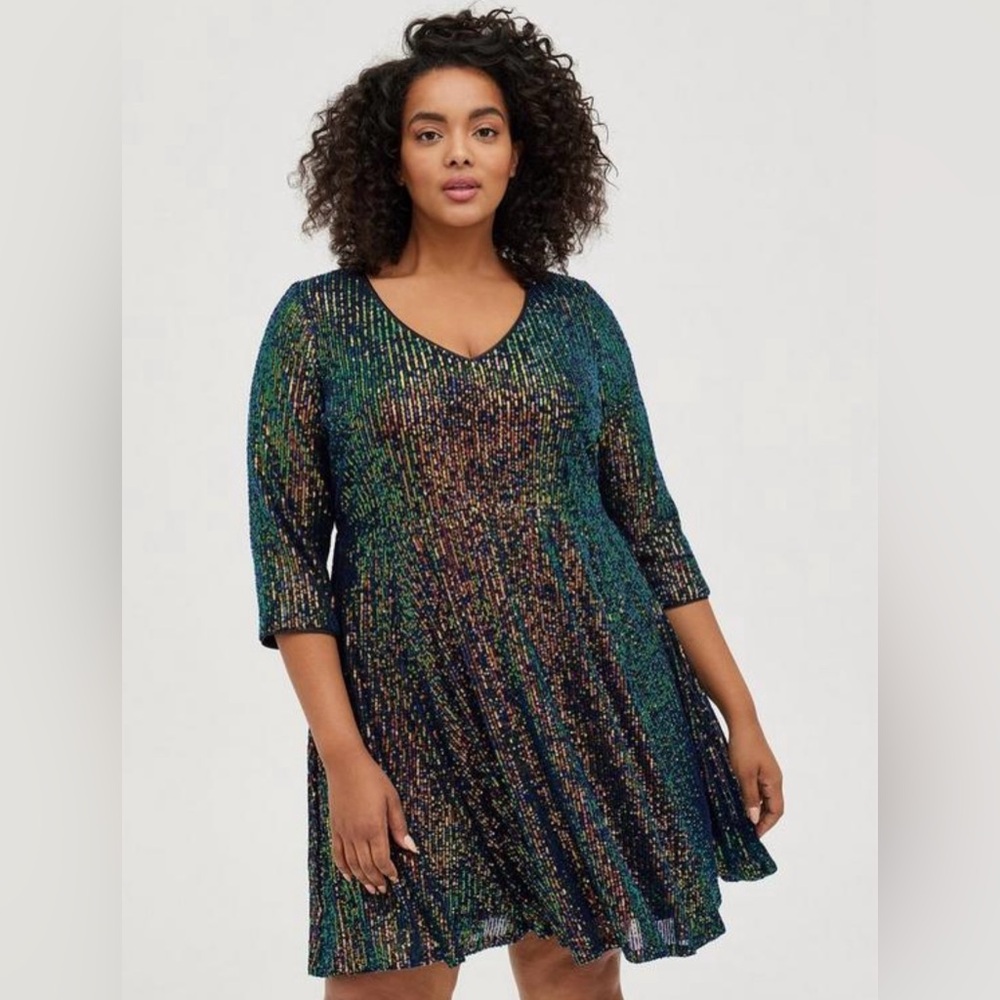 Mini sequence skater dress